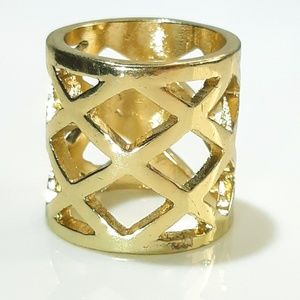 NEW Gold Boho Wide Band Net Ring